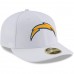 Men's Los Angeles Chargers New Era White Omaha Low Profile 59FIFTY Fitted Hat 3156587